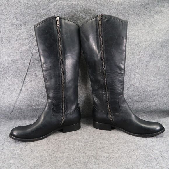 Frye Boots Women 6 Riding Tall Leather Melissa Button Classic Zip Black Fashion - Picture 14 of 16